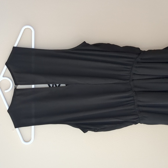 Small Love Tree Black Lace Up Detail Partially Lined Semisheer Jumpsuit - Picture 9 of 13